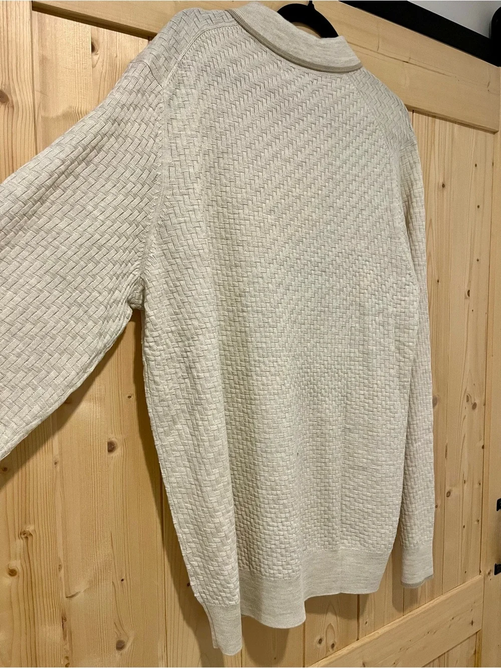 Apt. 9 Men's Cream Textured Long-Sleeve Polo Shirt - Picture 7 of 10